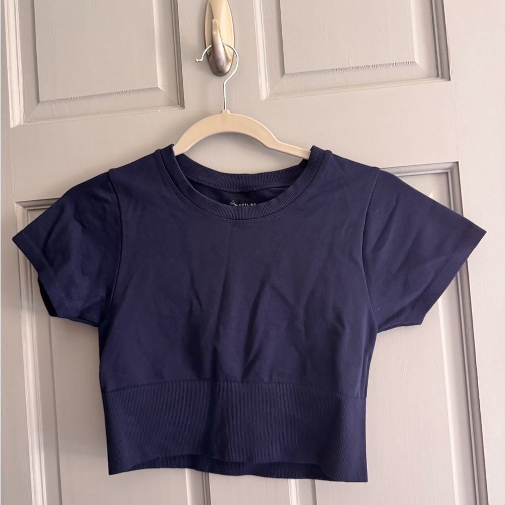 Women’s Small Navy Blue Athletic Cropped T-Shirt